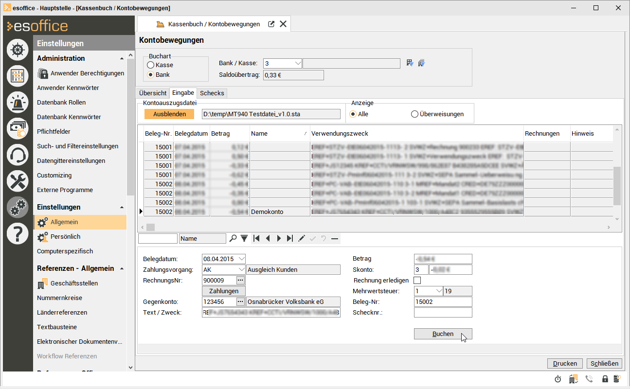 Kontoauszüge im MT940 Format